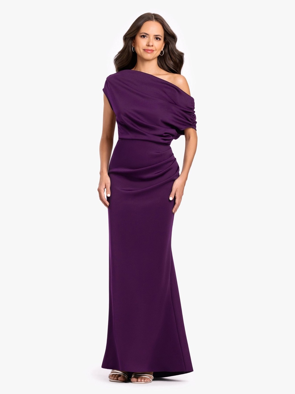 Betsy and Adam "LILLIAN" TECHNO SCUBA RUCHED DRESS